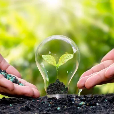 Growth marketing concept represented by a plant growing inside a light bulb, symbolizing innovation, nurturing, and sustainable business growth | Growth Atom | growth marketing Agency | Kolkata